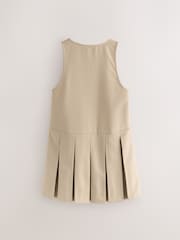 Clarks Stone Girls Zip Front Pleated School Pinafore - Image 2 of 5