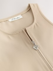 Clarks Stone Girls Zip Front Pleated School Pinafore - Image 4 of 5