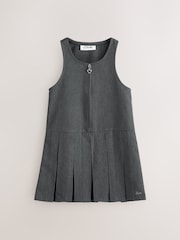 Clarks Grey Girls Zip Front Pleated School Pinafores 2 Pack - Image 3 of 8