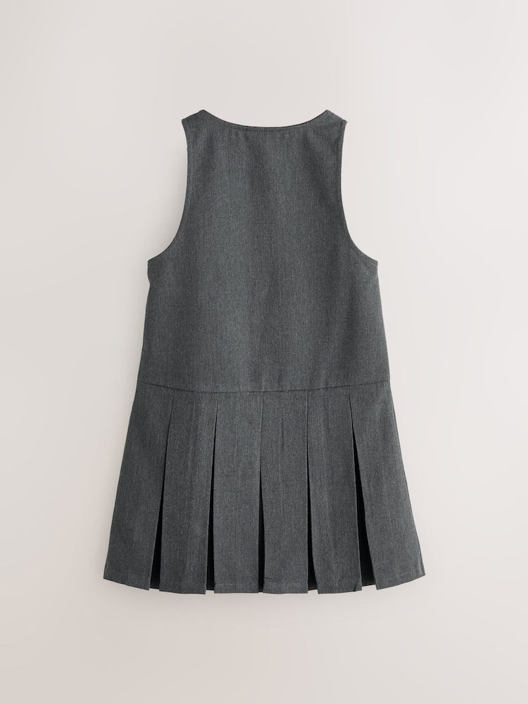 Buy Clarks Grey Girls Zip Front Pleated School Pinafores Pack
