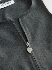 Clarks Grey Girls Zip Front Pleated School Pinafores 2 Pack - Image 6 of 8