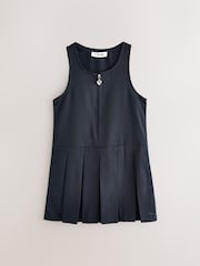 Clarks Navy Girls Zip Front Pleated School Pinafores 2 Pack - Image 2 of 6