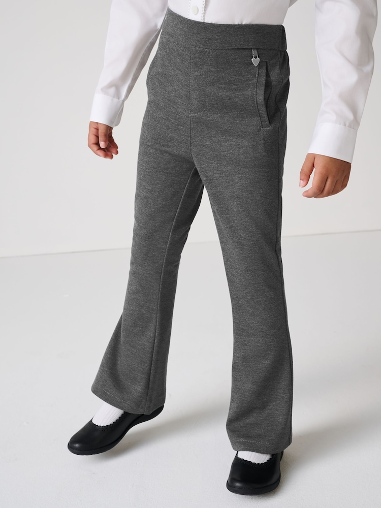 Clarks Grey Girls Flared Pull-On School Trousers - Image 1 of 8