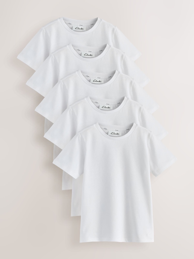 Clarks White Unisex Sports T-Shirts 5 Pack - Image 1 of 8