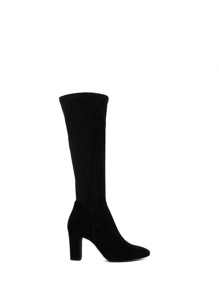 Dune London Black Wide Fit Simple Stretch Knee High Boots - Image 2 of 5