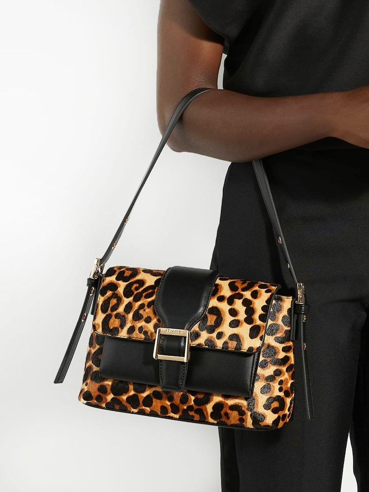 Dune London Animal Print Dara Pocket Front Shoulder Bag - Image 1 of 5