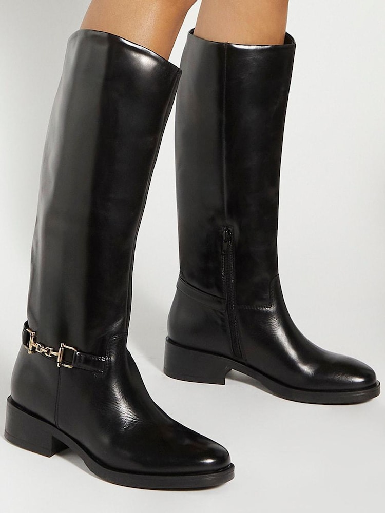 Dune London Black Tucci Snaffle Rider Boots - Image 1 of 6