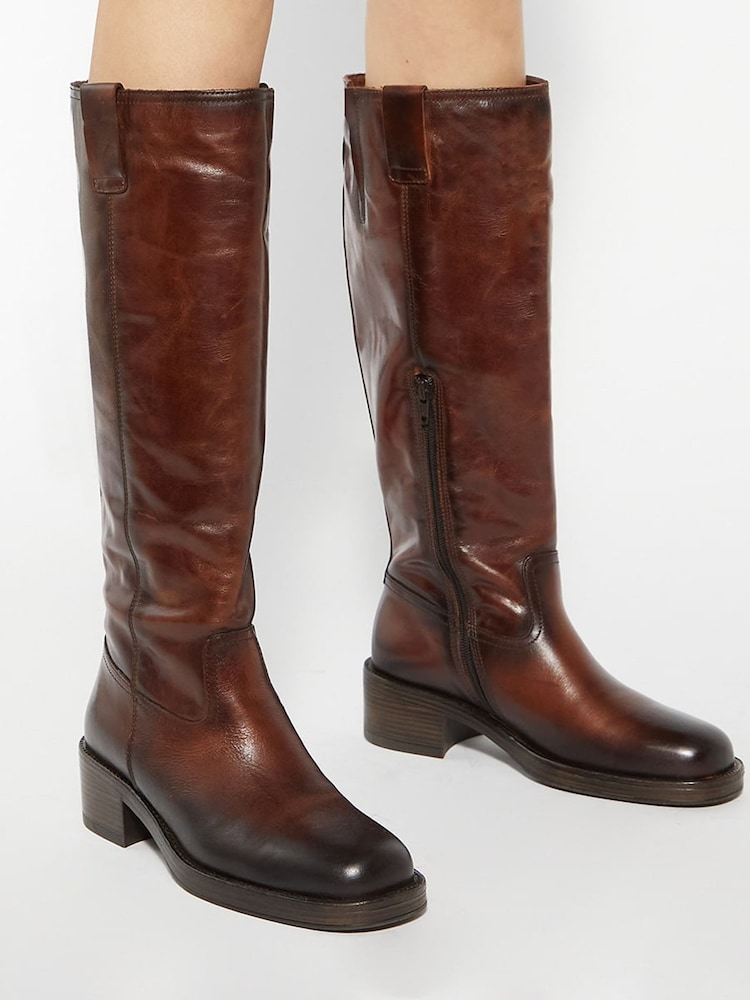 Dune London Natural Tayan Sq Toe High Knee Boots - Image 1 of 6
