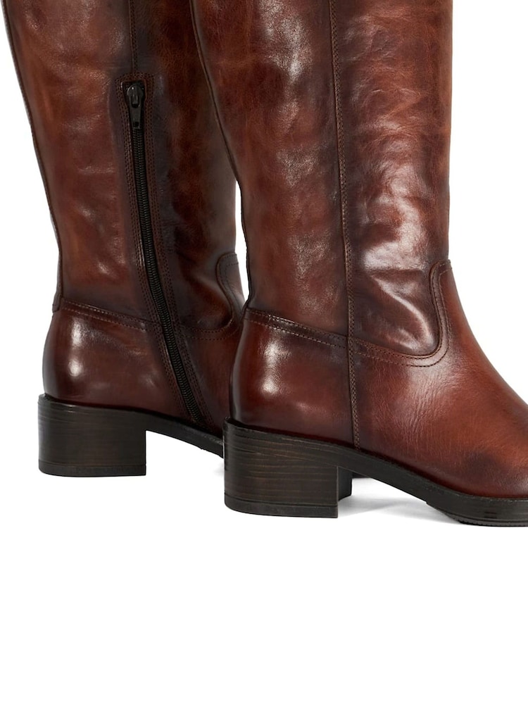 Dune London Natural Tayan Sq Toe High Knee Boots - Image 6 of 6