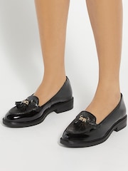 Dune London Black Wide Fit Grape Branded Tassel Trim Loafers - Image 1 of 6