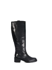 Dune London Black Tayan Sq Toe High Knee Boots - Image 2 of 6
