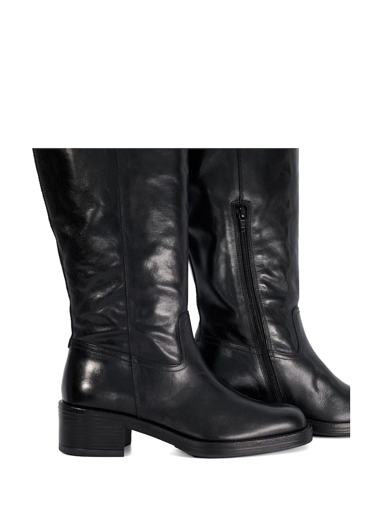 Dune London Black Tayan Sq Toe High Knee Boots - Image 6 of 6