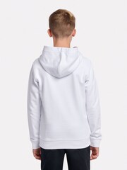 New Balance White Kids French Terry Stacked Logo 100% Cotton Hoodie - Image 3 of 6