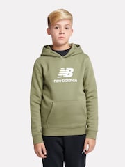 New Balance Green Boys Brush Back Stacked Logo Hoodie - Image 1 of 8