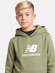 New Balance Green Boys Brush Back Stacked Logo Hoodie - Image 4 of 8