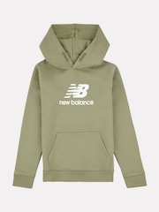 New Balance Green Boys Brush Back Stacked Logo Hoodie - Image 6 of 8