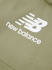 New Balance Green Boys Brush Back Stacked Logo Hoodie - Image 8 of 8