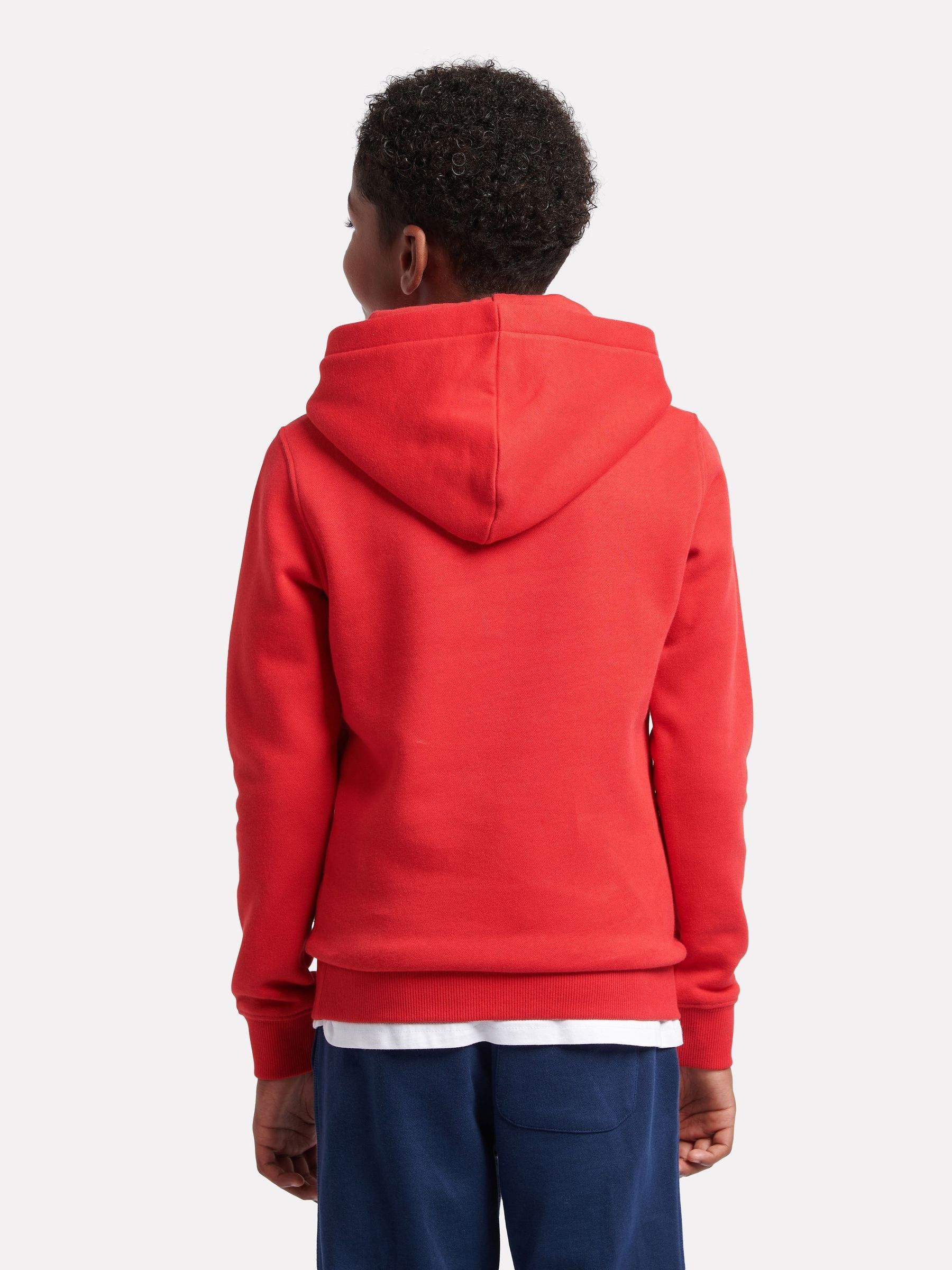 Buy New Balance Red French Terry Stacked Logo Cotton Hoodie from