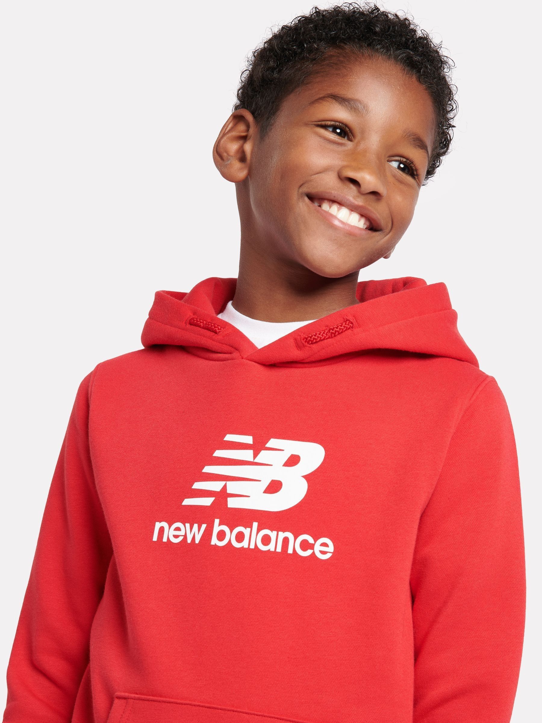 Buy New Balance Red French Terry Stacked Logo Cotton Hoodie from