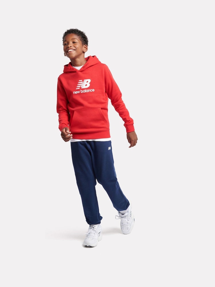 New Balance Red Kids French Terry Stacked Logo 100% Cotton Hoodie - Image 5 of 5 New Balance Red Kids French Terry Stacked Logo 100% Cotton Hoodie - Image 5 of 5