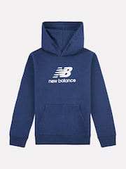 New Balance Blue Light Boys Brush Back Stacked Logo Hoodie - Image 1 of 1
