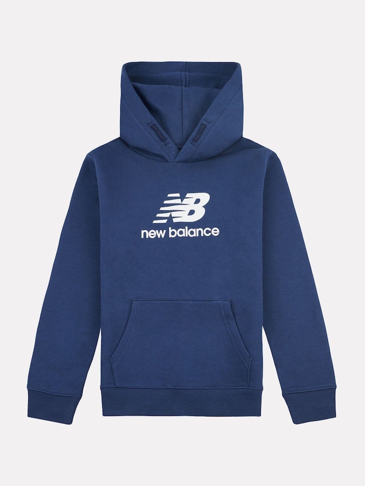 New Balance Blue Light Boys Brush Back Stacked Logo Hoodie - Image 1 of 1