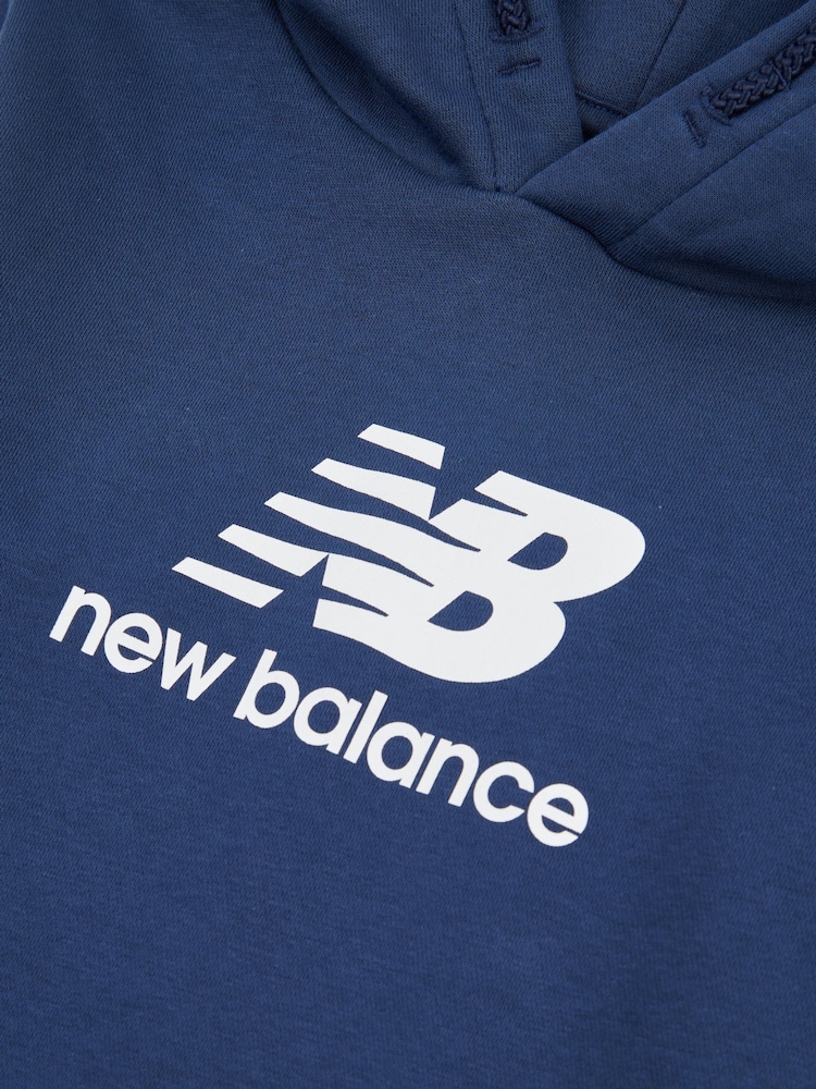 New Balance Blue Light Boys Brush Back Stacked Logo Hoodie - Image 3 of 3 New Balance Blue Light Boys Brush Back Stacked Logo Hoodie - Image 3 of 3