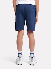 New Balance Blue Navy Kids French Terry Stacked Logo 100% Cotton Shorts - Image 3 of 5