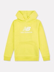 New Balance Yellow Kids French Terry Stacked Logo 100% Cotton Hoodie - Image 1 of 3