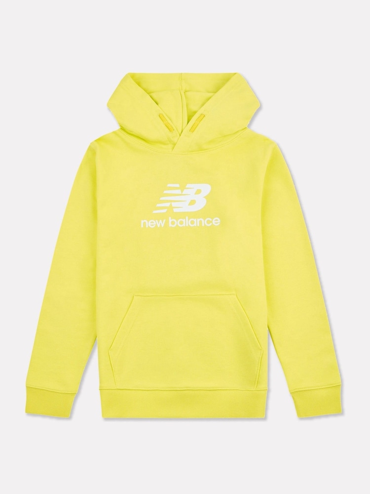 New Balance Yellow Kids French Terry Stacked Logo 100% Cotton Hoodie - Image 1 of 3 New Balance Yellow Kids French Terry Stacked Logo 100% Cotton Hoodie - Image 1 of 3