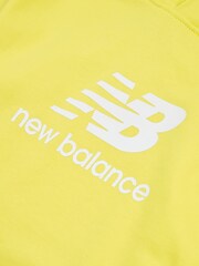 New Balance Yellow Kids French Terry Stacked Logo 100% Cotton Hoodie - Image 3 of 3