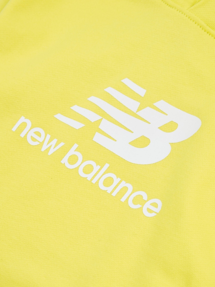 New Balance Yellow Kids French Terry Stacked Logo 100% Cotton Hoodie - Image 3 of 3