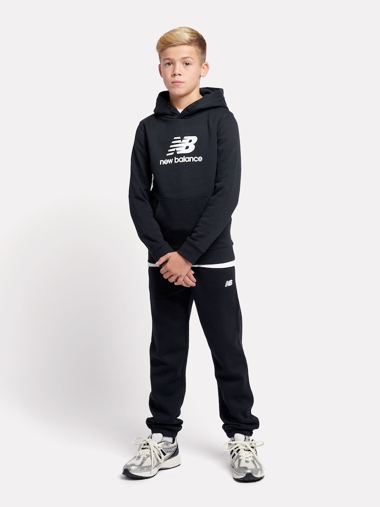 Negro - Sudadera en rizo francés de algodón con capucha y logo apilado de New Balance - Imagen 5 de 5