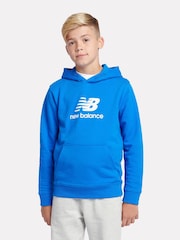 New Balance Blue Sky Kids French Terry Stacked Logo 100% Cotton Hoodie - Image 1 of 5