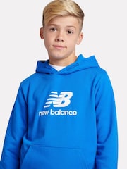 New Balance Blue Sky Kids French Terry Stacked Logo 100% Cotton Hoodie - Image 4 of 5