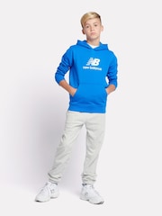 New Balance Blue Sky Kids French Terry Stacked Logo 100% Cotton Hoodie - Image 5 of 5