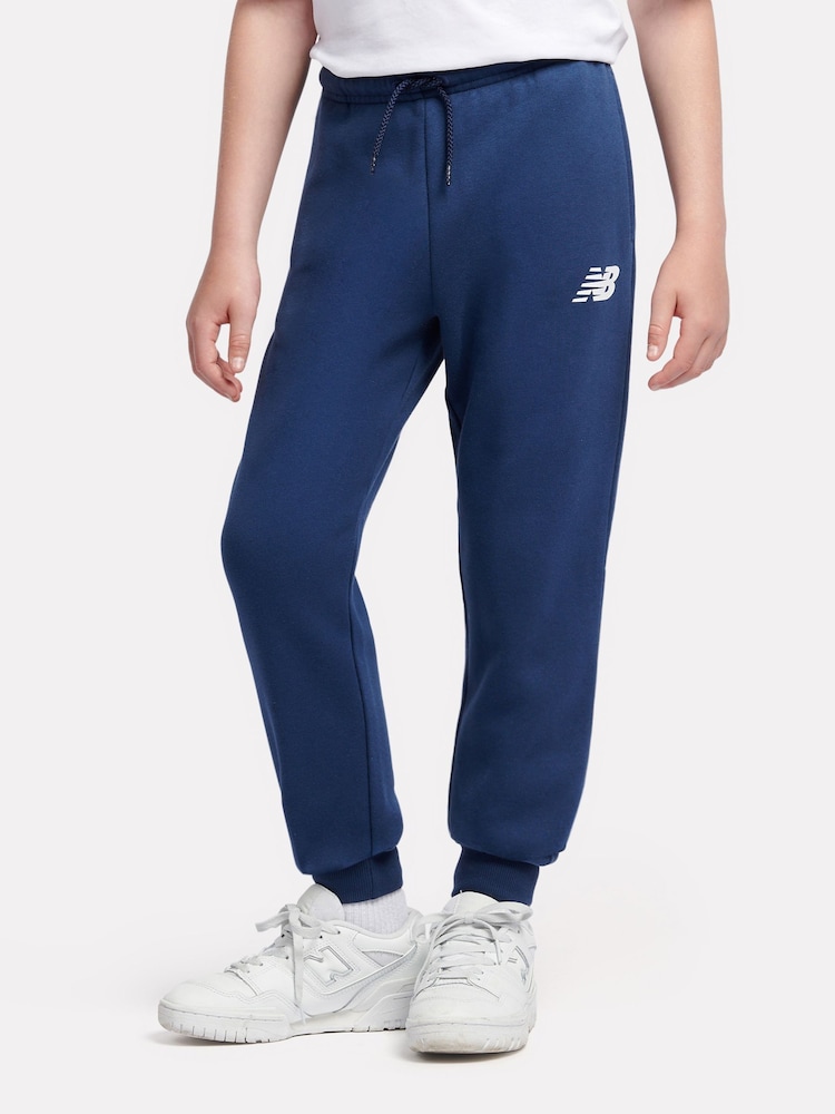 New Balance Light Blue Boys 100% Cotton French Terry Stacked Logo Joggers - Image 1 of 8