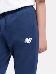 New Balance Light Blue Boys 100% Cotton French Terry Stacked Logo Joggers - Image 3 of 8