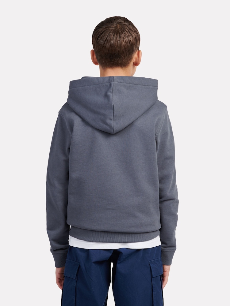 New Balance Blue Light Kids French Terry Stacked Logo 100% Cotton Hoodie - Image 3 of 5
