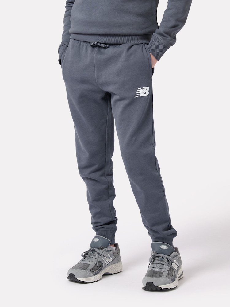 New Balance Blue Boys 100% Cotton French Terry Stacked Logo Joggers - Image 1 of 5