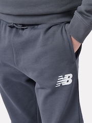 New Balance Blue Boys 100% Cotton French Terry Stacked Logo Joggers - Image 4 of 5