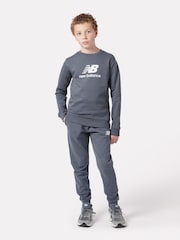 New Balance Blue Boys 100% Cotton French Terry Stacked Logo Joggers - Image 5 of 5