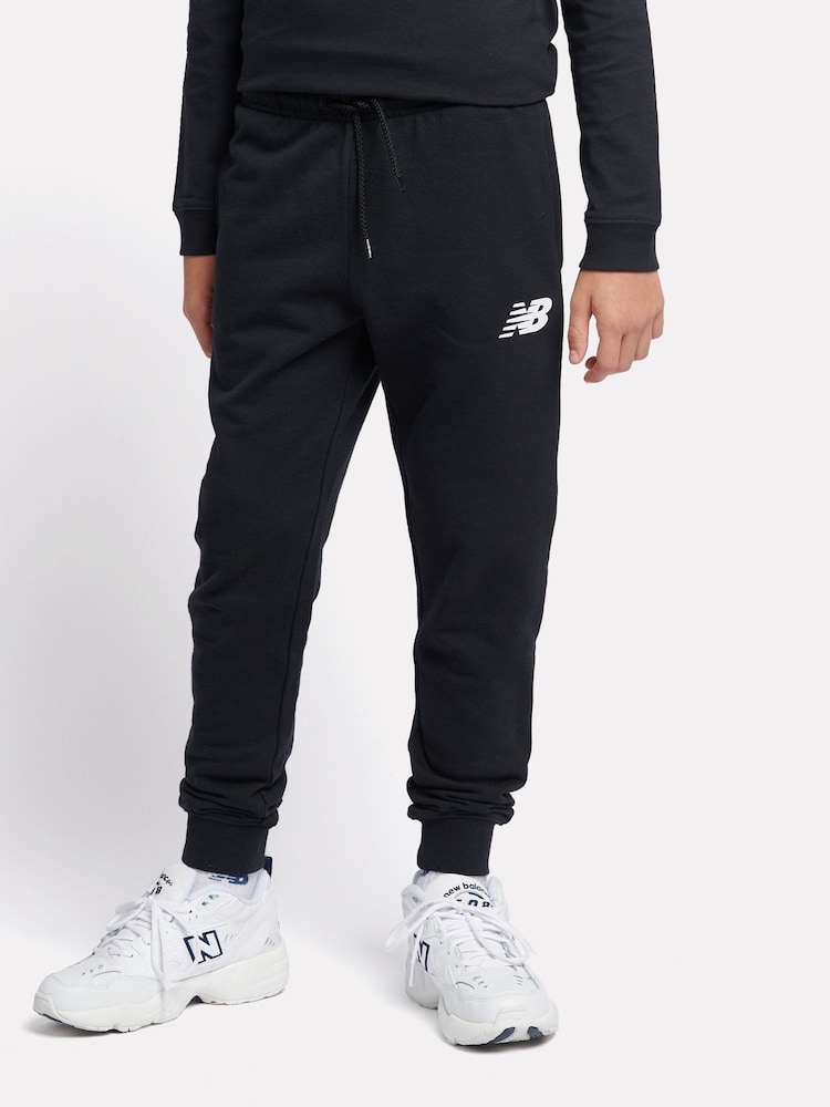 New Balance Black Boys 100% Cotton French Terry Stacked Logo Joggers - Image 1 of 5