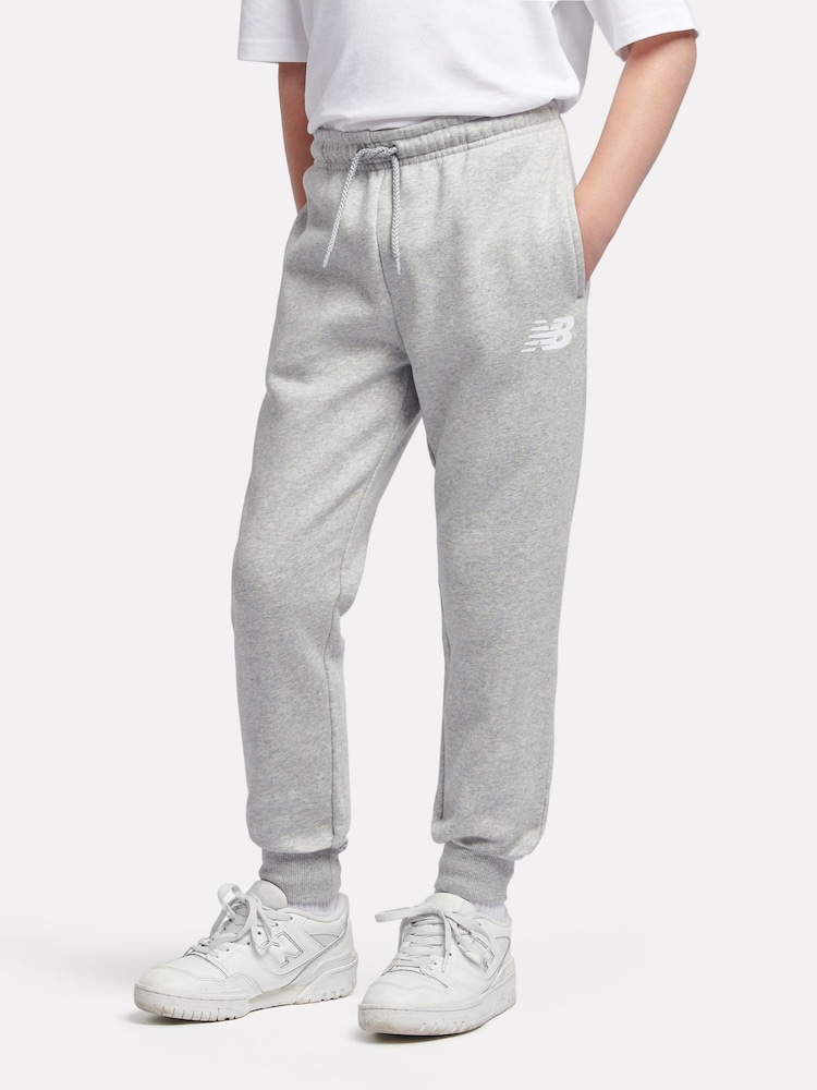 New Balance Grey Boys Brush Back Stacked Logo Joggers - Image 1 of 8