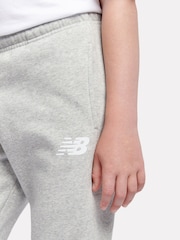 New Balance Grey Boys Brush Back Stacked Logo Joggers - Image 4 of 8