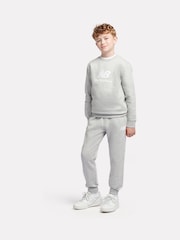 New Balance Grey Boys Brush Back Stacked Logo Joggers - Image 5 of 8