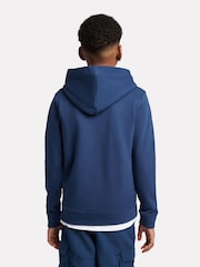 New Balance Aqua Blue Kids French Terry Stacked Logo 100% Cotton Hoodie - Image 3 of 8