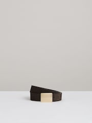 Reiss Chocolate Eva Suede Square-Buckle Belt - Image 1 of 4