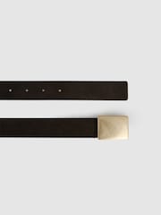 Reiss Chocolate Eva Suede Square-Buckle Belt - Image 3 of 4