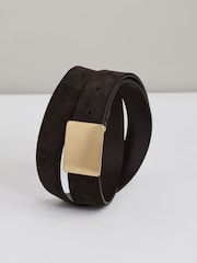 Reiss Chocolate Eva Suede Square-Buckle Belt - Image 4 of 4